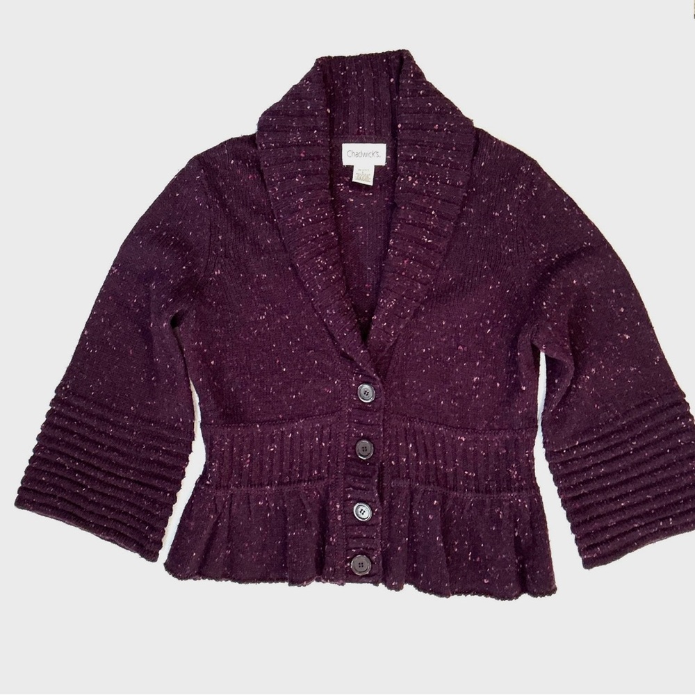 Chadwicks Speckled Sweater  Cardigan in Purple and Pink size L